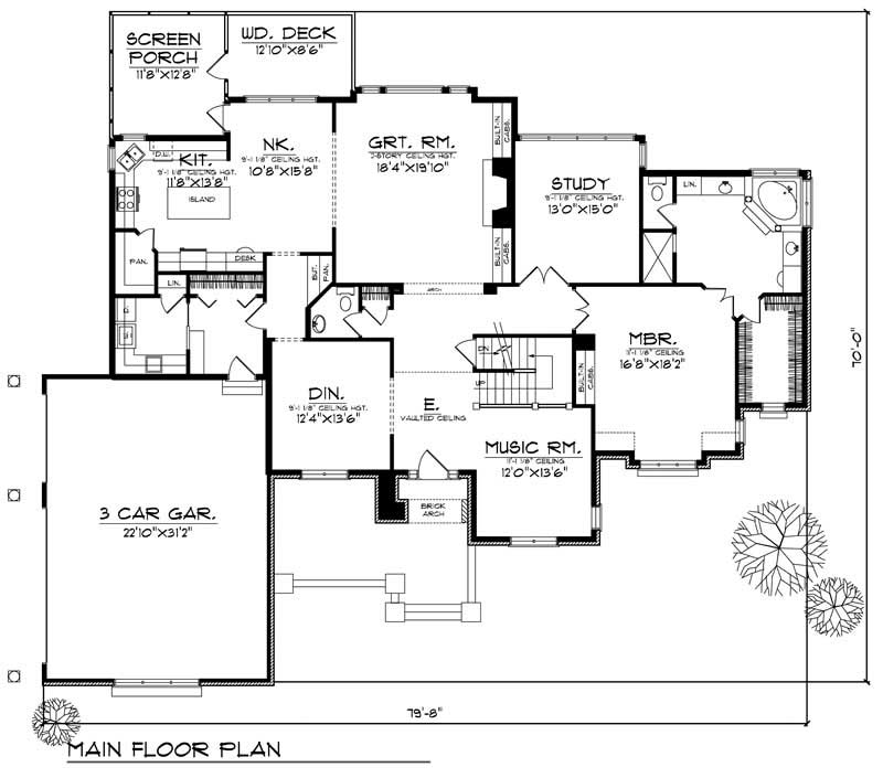 Floor Plan First Story of European Plan #101-1382