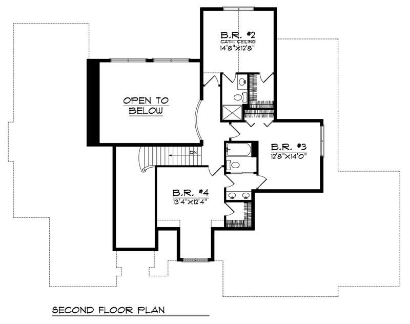 Floor Plan Second Story of European Plan #101-1387