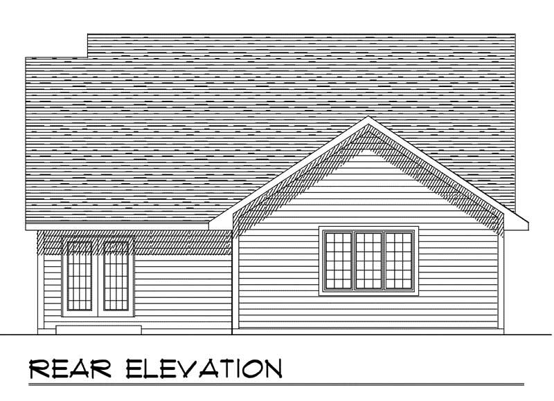 Home Plan Rear Elevation of this 3-Bedroom,1448 Sq Ft Plan -101-1388