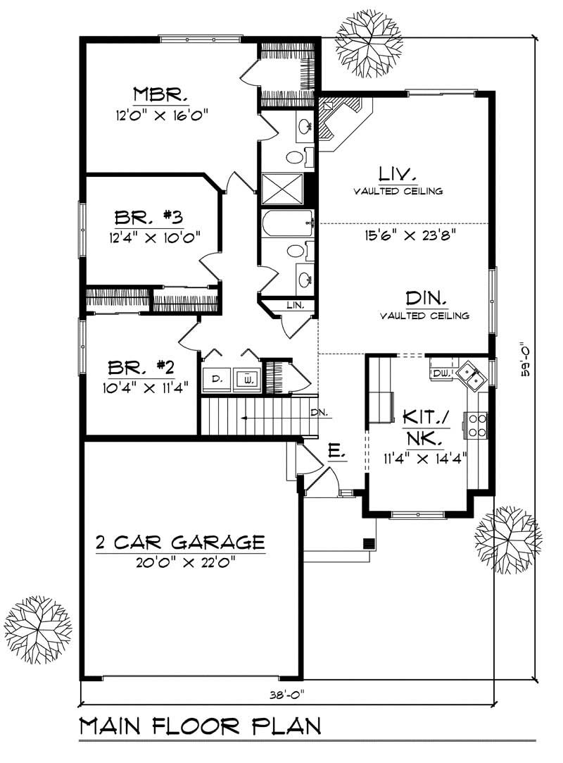 Floor Plan First Story of Ranch Plan #101-1388