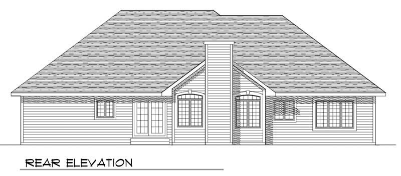 Home Plan Rear Elevation of this 3-Bedroom,1802 Sq Ft Plan -101-1390