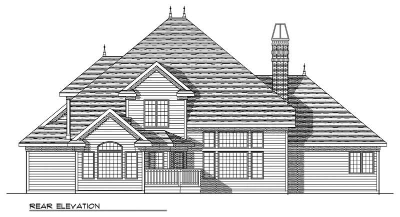 Home Plan Rear Elevation of this 4-Bedroom,3259 Sq Ft Plan -101-1391