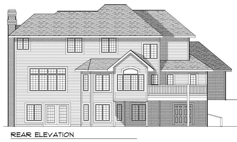 Home Plan Rear Elevation of this 4-Bedroom,2838 Sq Ft Plan -101-1393