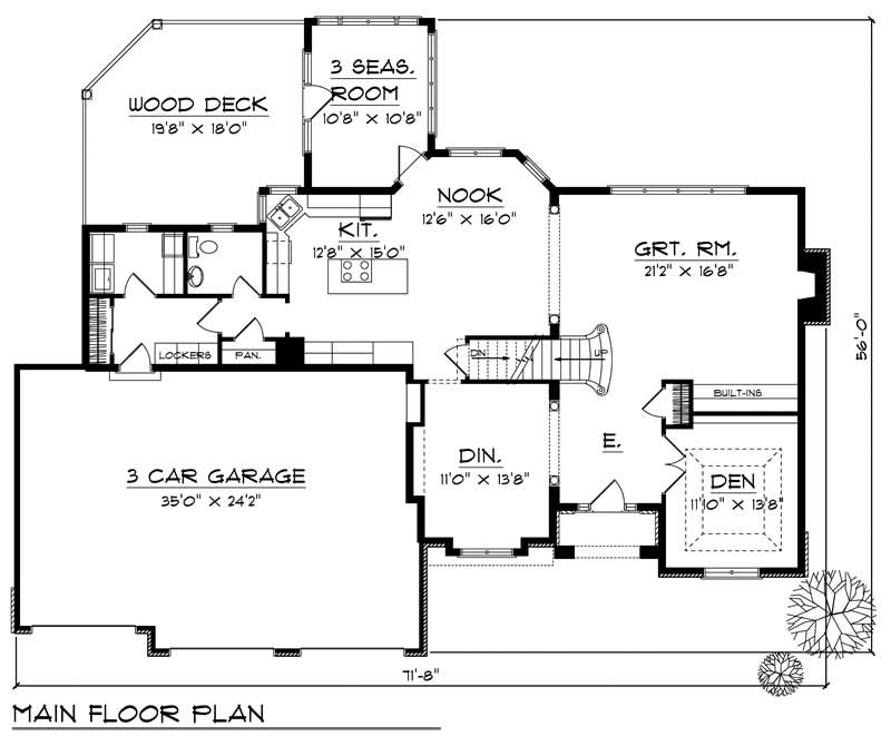 Floor Plan First Story of Craftsman Plan #101-1393