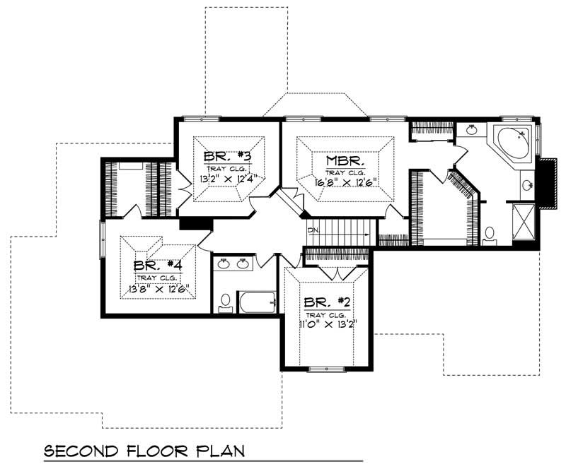 Floor Plan Second Story of Craftsman Plan #101-1393