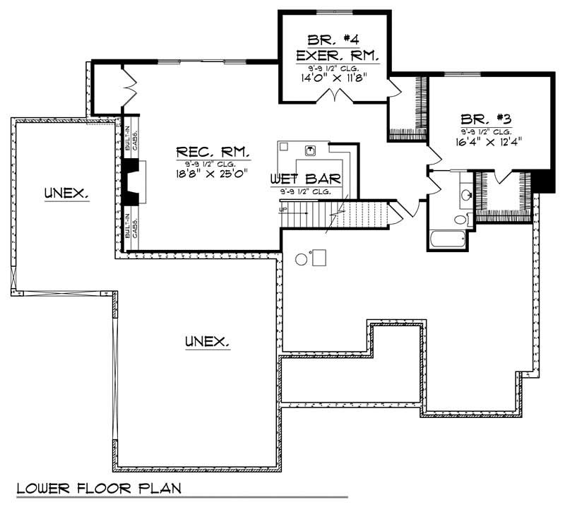 Floor Plan Basement of Ranch Plan #101-1394