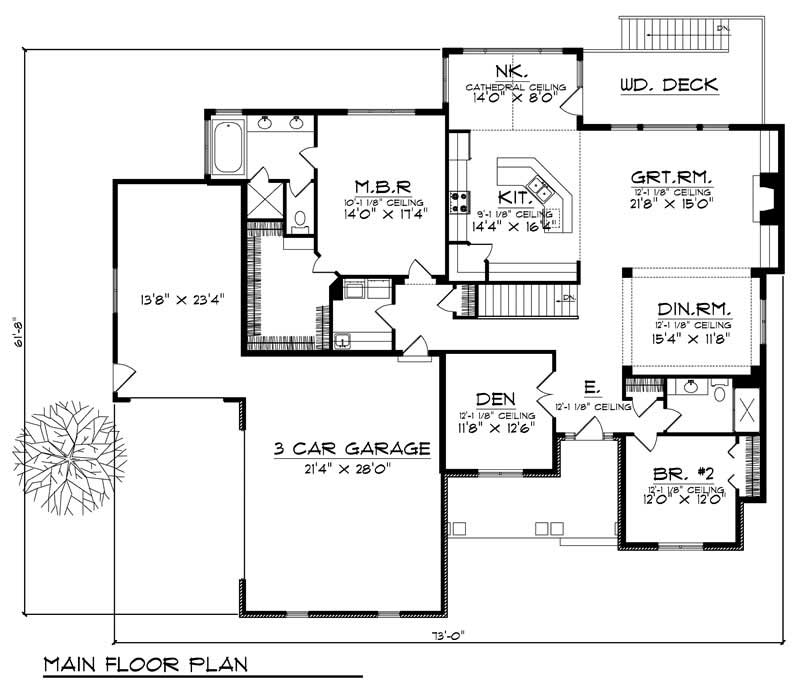 Floor Plan First Story of Ranch Plan #101-1394