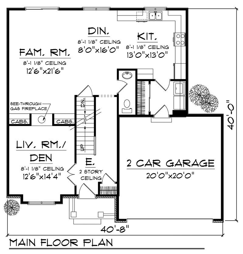 Floor Plan First Story of Craftsman Plan #101-1395