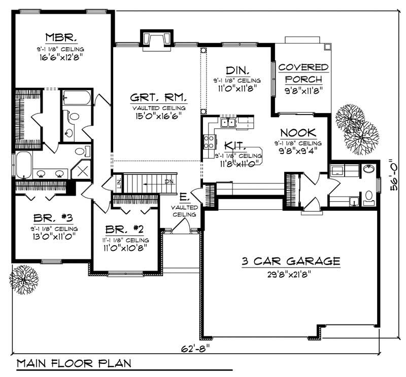 Floor Plan First Story of Ranch Plan #101-1396