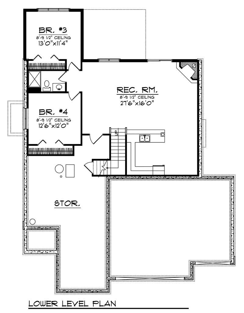 Floor Plan Basement of European Plan #101-1398