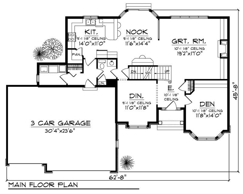 Floor Plan First Story of European Plan #101-1405