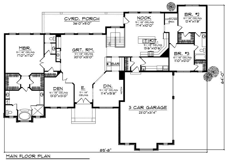 Floor Plan First Story of Mediterranean Plan #101-1407