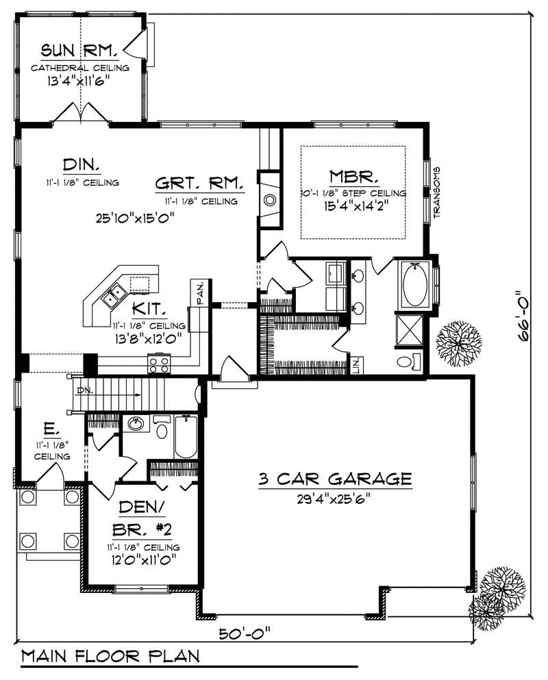 Floor Plan First Story of Bungalow Plan #101-1408