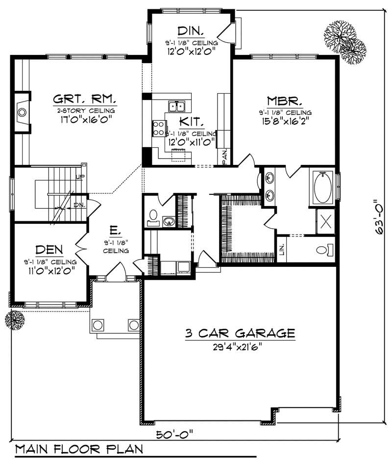 Floor Plan First Story of European Plan #101-1409