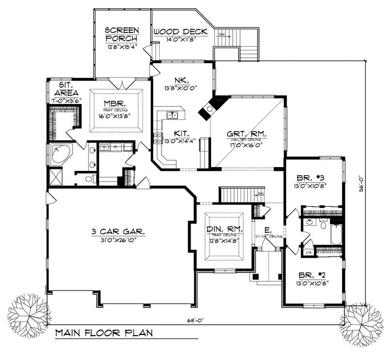 Floor Plan First Story of Craftsman Plan #101-1410