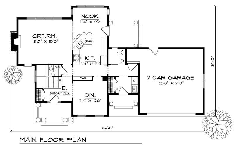 Floor Plan First Story of Colonial Plan #101-1411