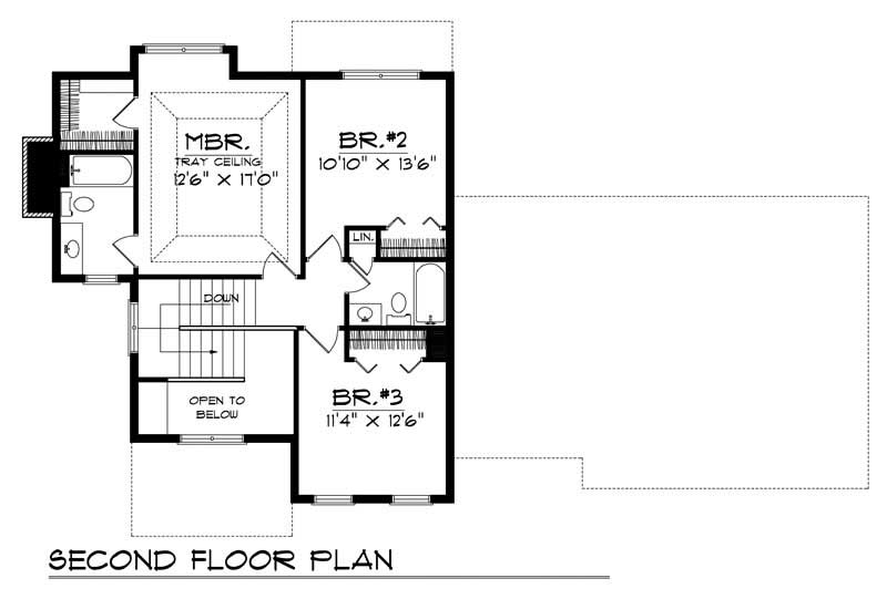 Floor Plan Second Story of Colonial Plan #101-1411