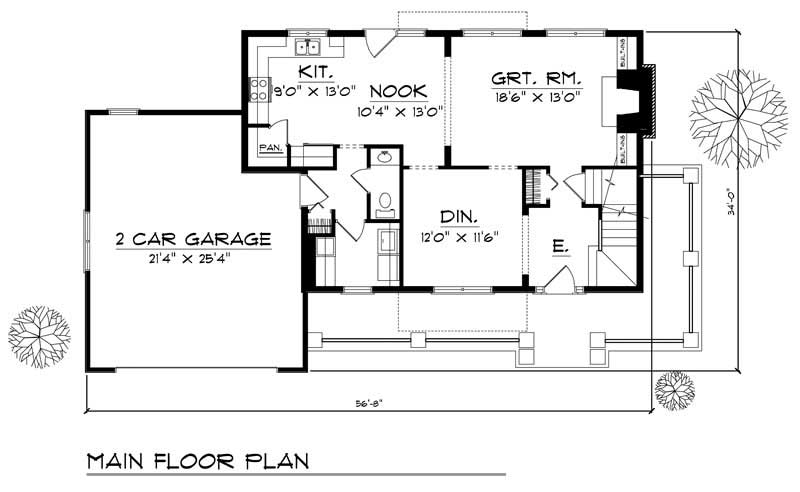 Floor Plan First Story of Colonial Plan #101-1412