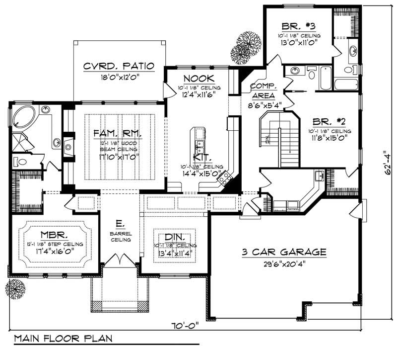 Floor Plan First Story of Mediterranean Plan #101-1413