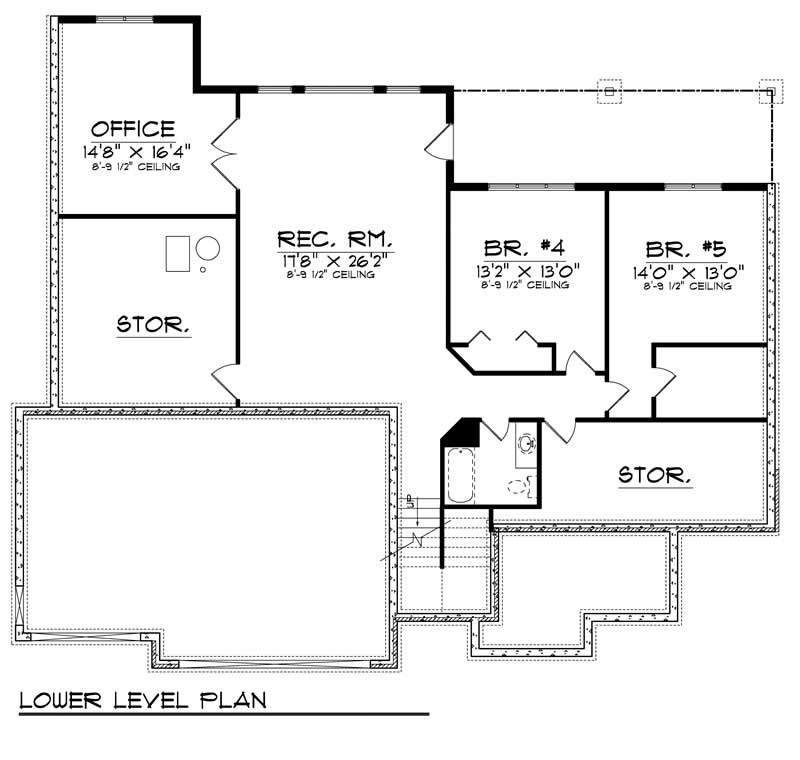 Floor Plan Basement of Ranch Plan #101-1414