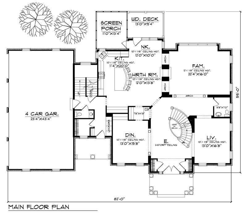Floor Plan First Story of European Plan #101-1415