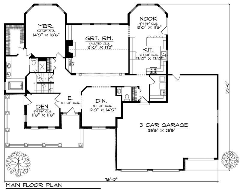 Floor Plan First Story of Country Plan #101-1416