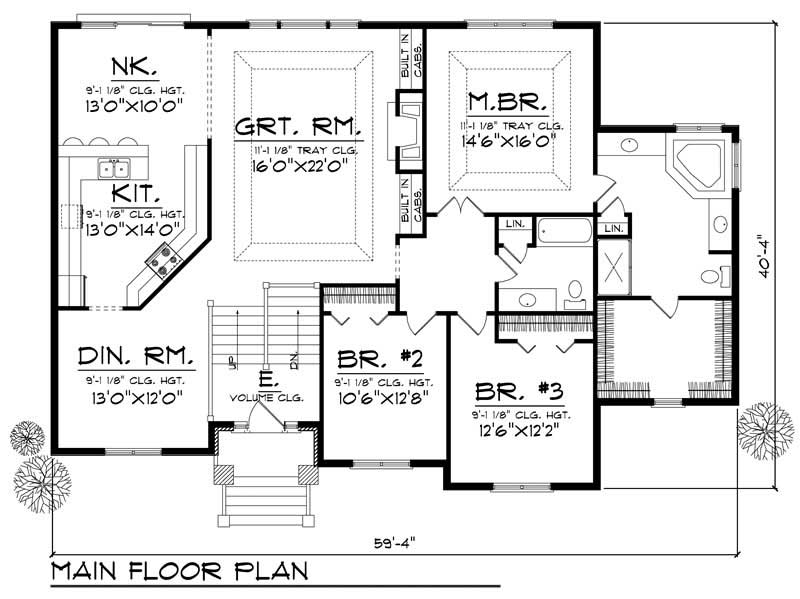 Floor Plan First Story of Craftsman Plan #101-1417
