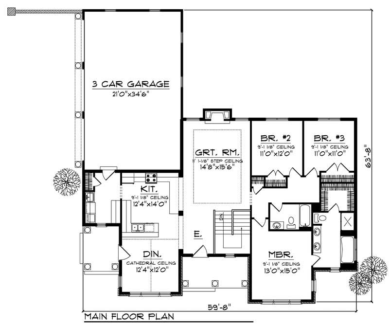 Floor Plan First Story of Country Plan #101-1420