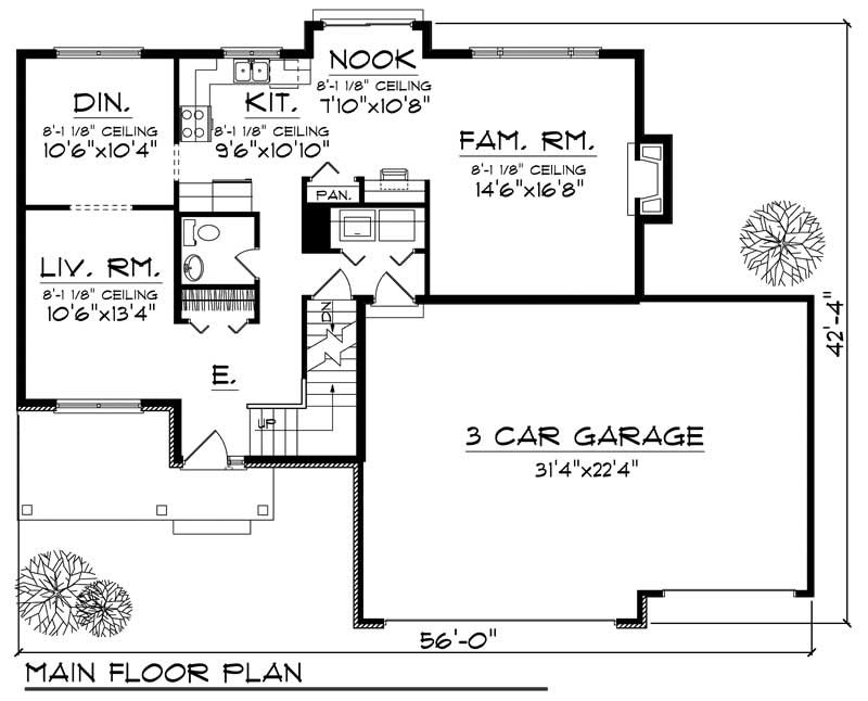 Floor Plan First Story of Country Plan #101-1424