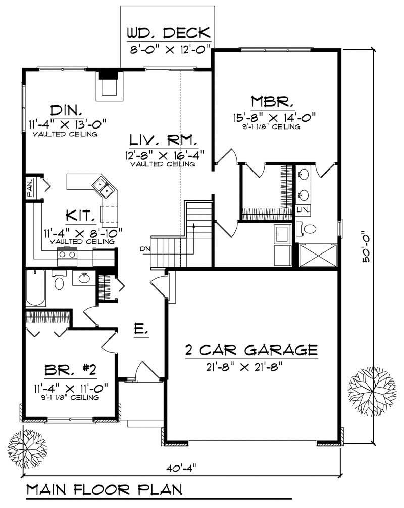 Floor Plan First Story of Ranch Plan #101-1425