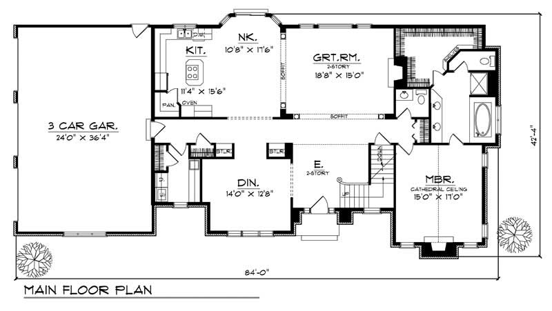 Floor Plan First Story of European Plan #101-1427
