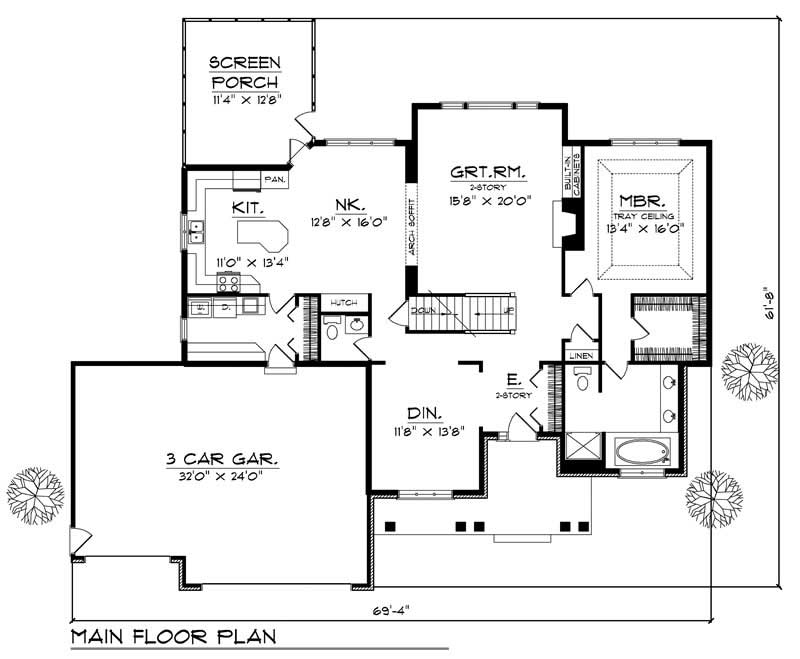 Floor Plan First Story of Country Plan #101-1428