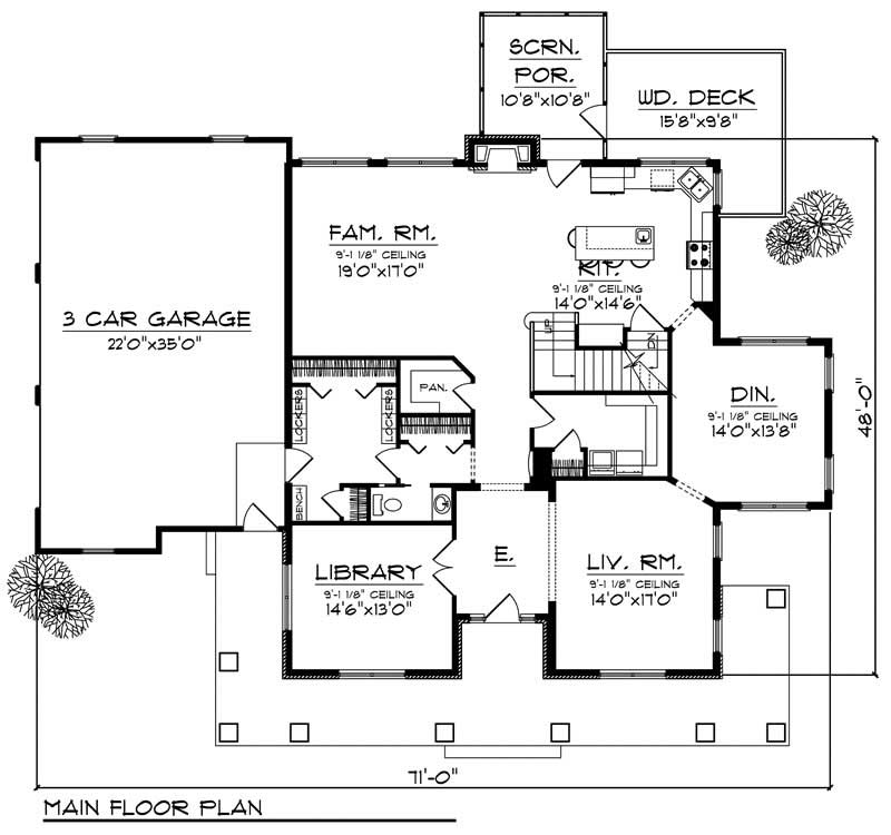 Floor Plan First Story of Country Plan #101-1429