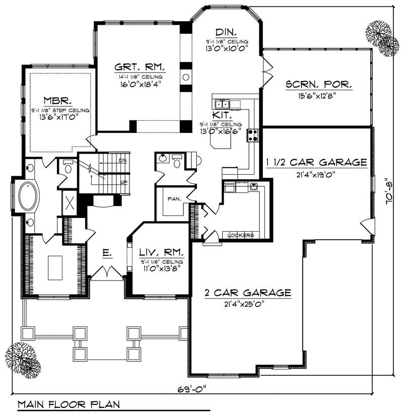 Floor Plan First Story of Country Plan #101-1430