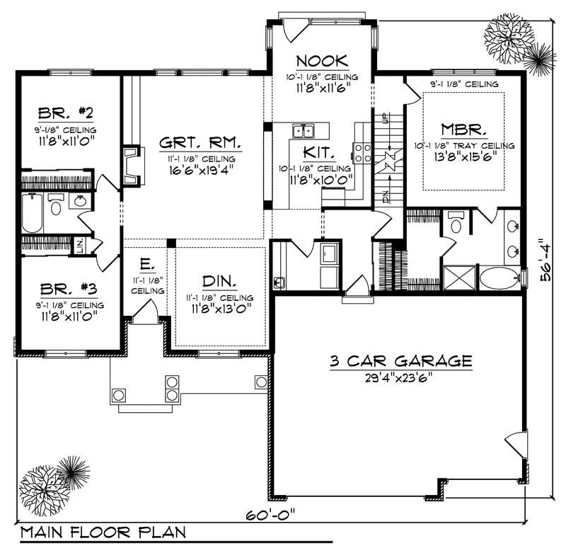 Floor Plan First Story of European Plan #101-1431