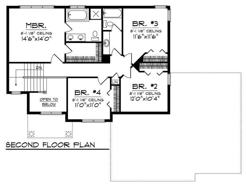 Floor Plan Second Story of Country Plan #101-1433
