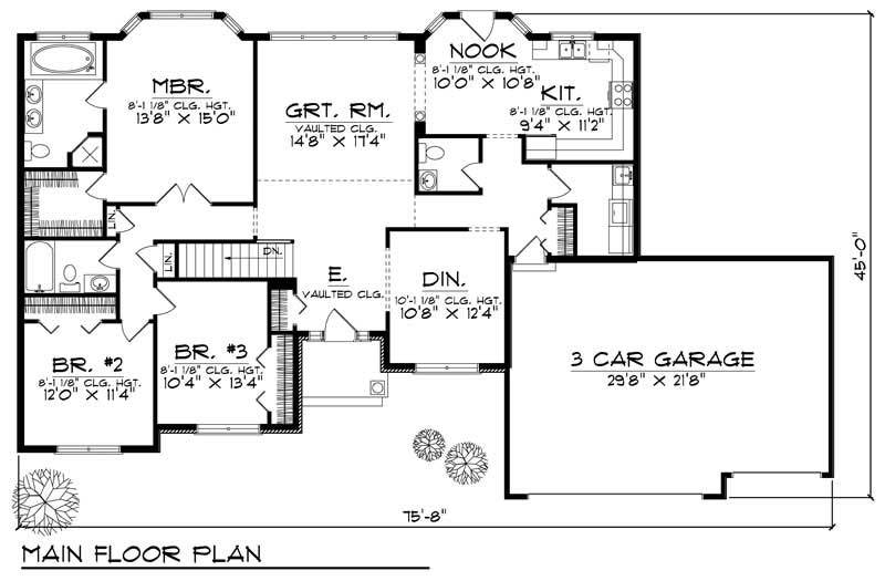 Floor Plan First Story of Ranch Plan #101-1434