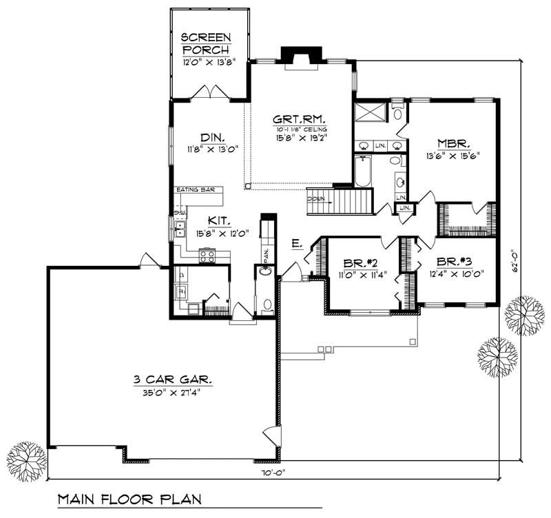 Floor Plan First Story of Ranch Plan #101-1435