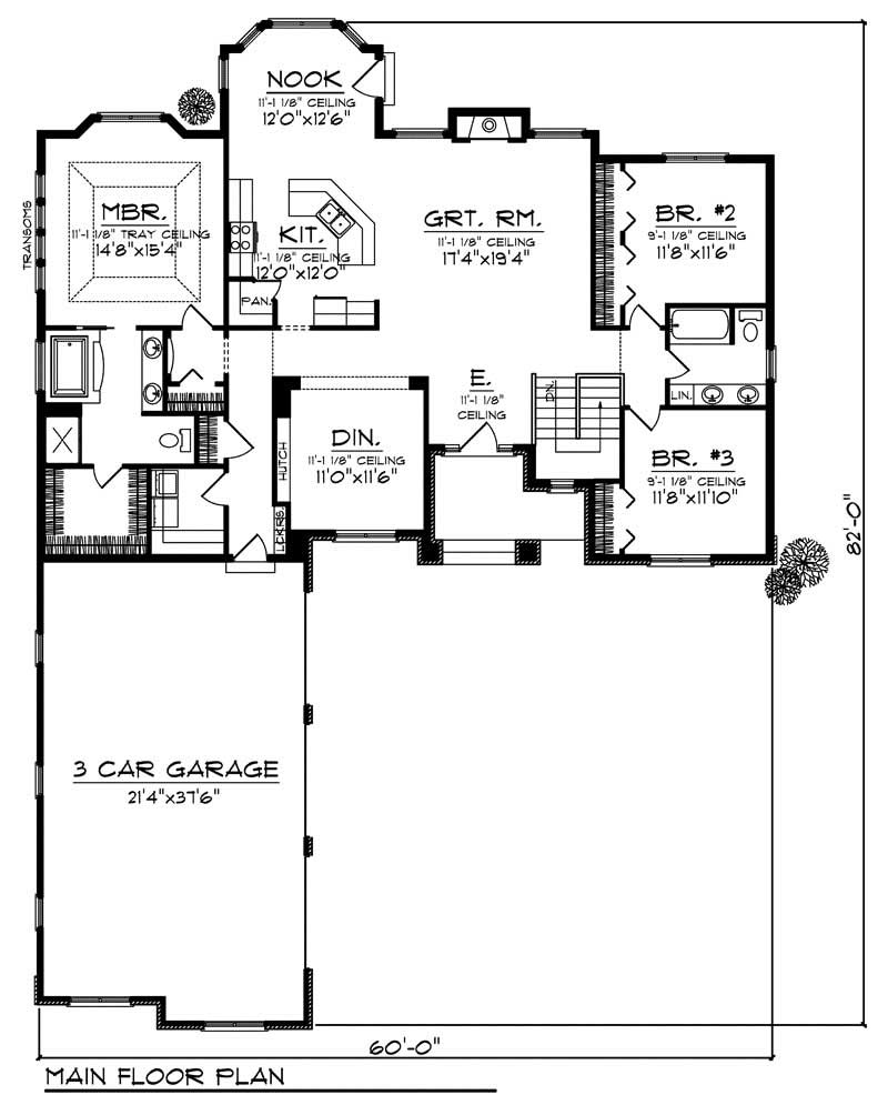 Floor Plan First Story of Ranch Plan #101-1437