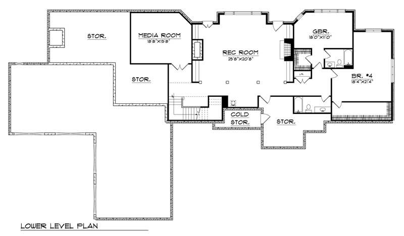 Floor Plan Basement of Country Plan #101-1438