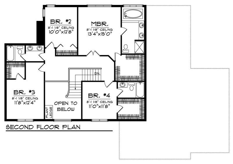 Floor Plan Second Story of Mediterranean Plan #101-1440