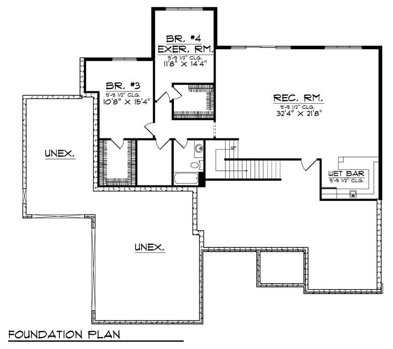 Floor Plan Basement of Ranch Plan #101-1441