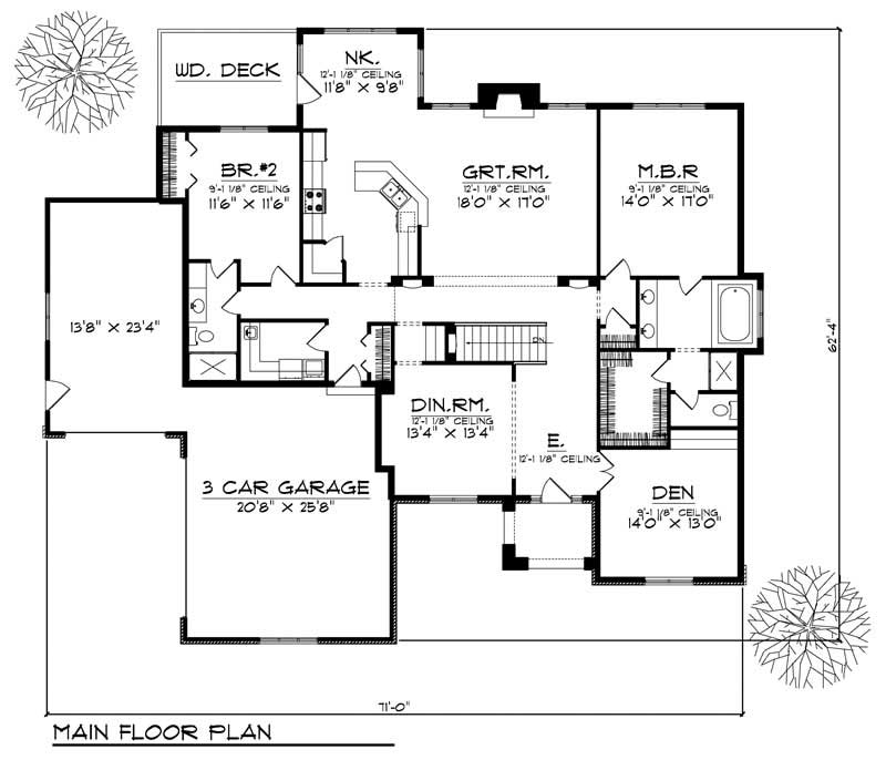 Floor Plan First Story of Ranch Plan #101-1441