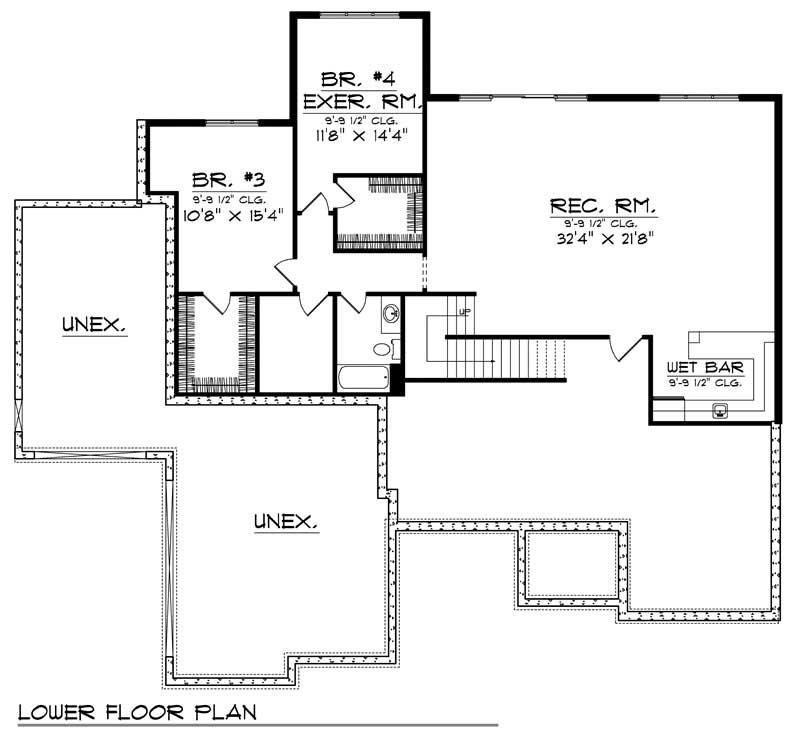 Floor Plan Basement of Ranch Plan #101-1443