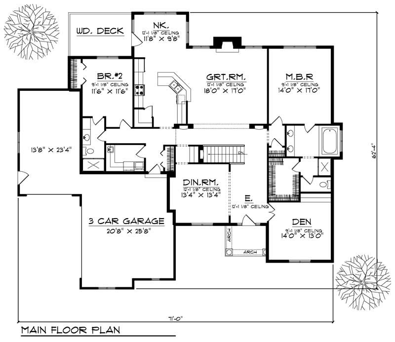Floor Plan First Story of Ranch Plan #101-1443