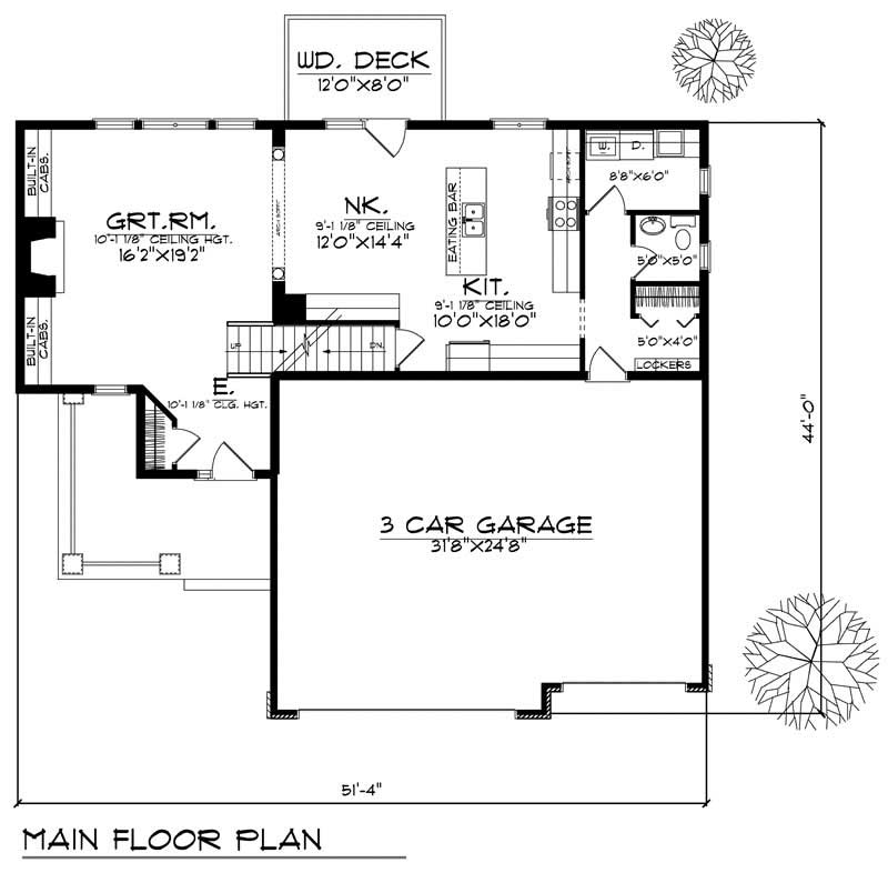 Floor Plan First Story of Craftsman Plan #101-1444
