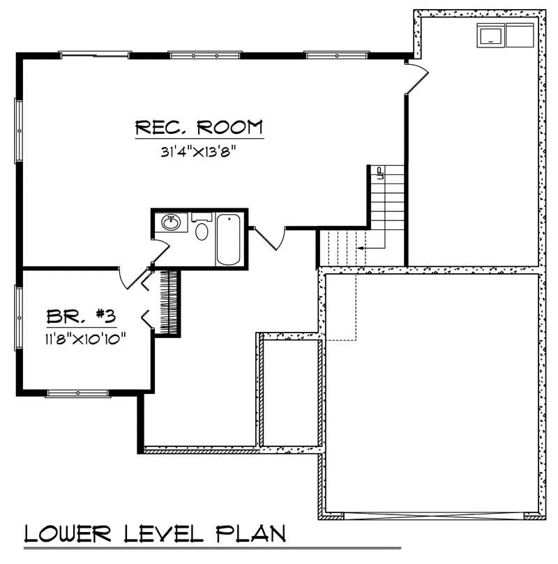Floor Plan Basement of Ranch Plan #101-1446
