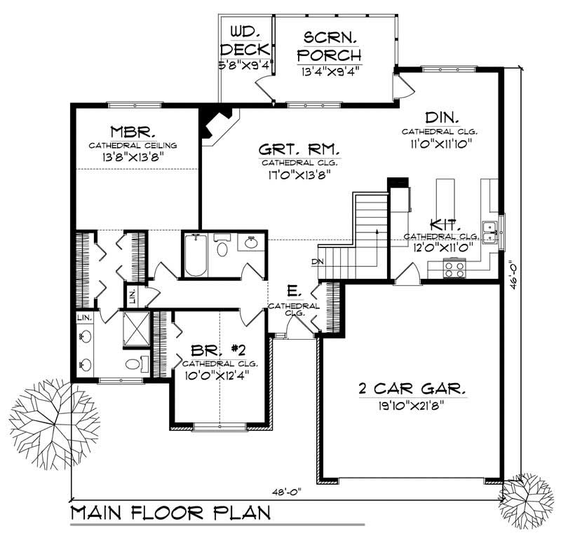 Floor Plan First Story of Ranch Plan #101-1446