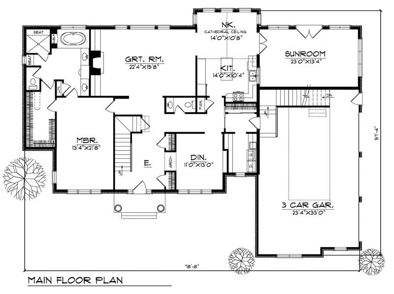 Floor Plan First Story of Craftsman Plan #101-1447