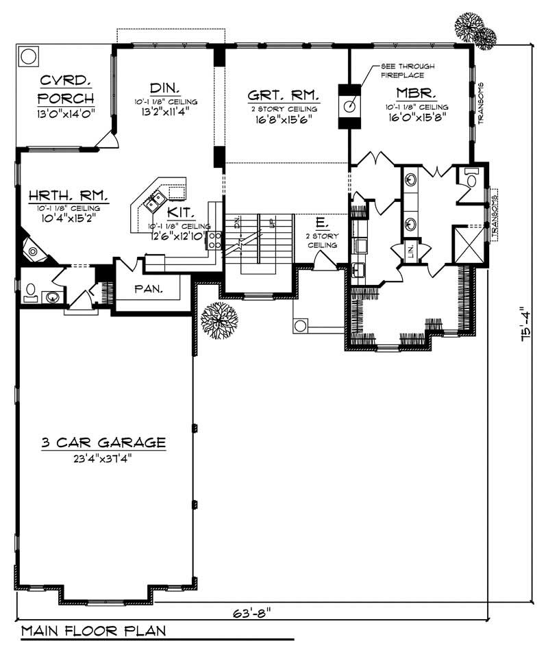 Floor Plan First Story of European Plan #101-1448
